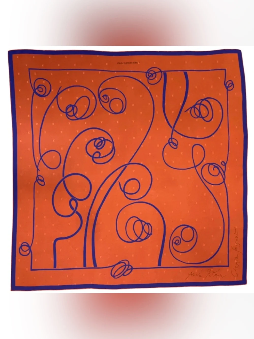 Signed Louis Vuitton Carré 90 Chemin Fusin André Putman Silk Scarf
